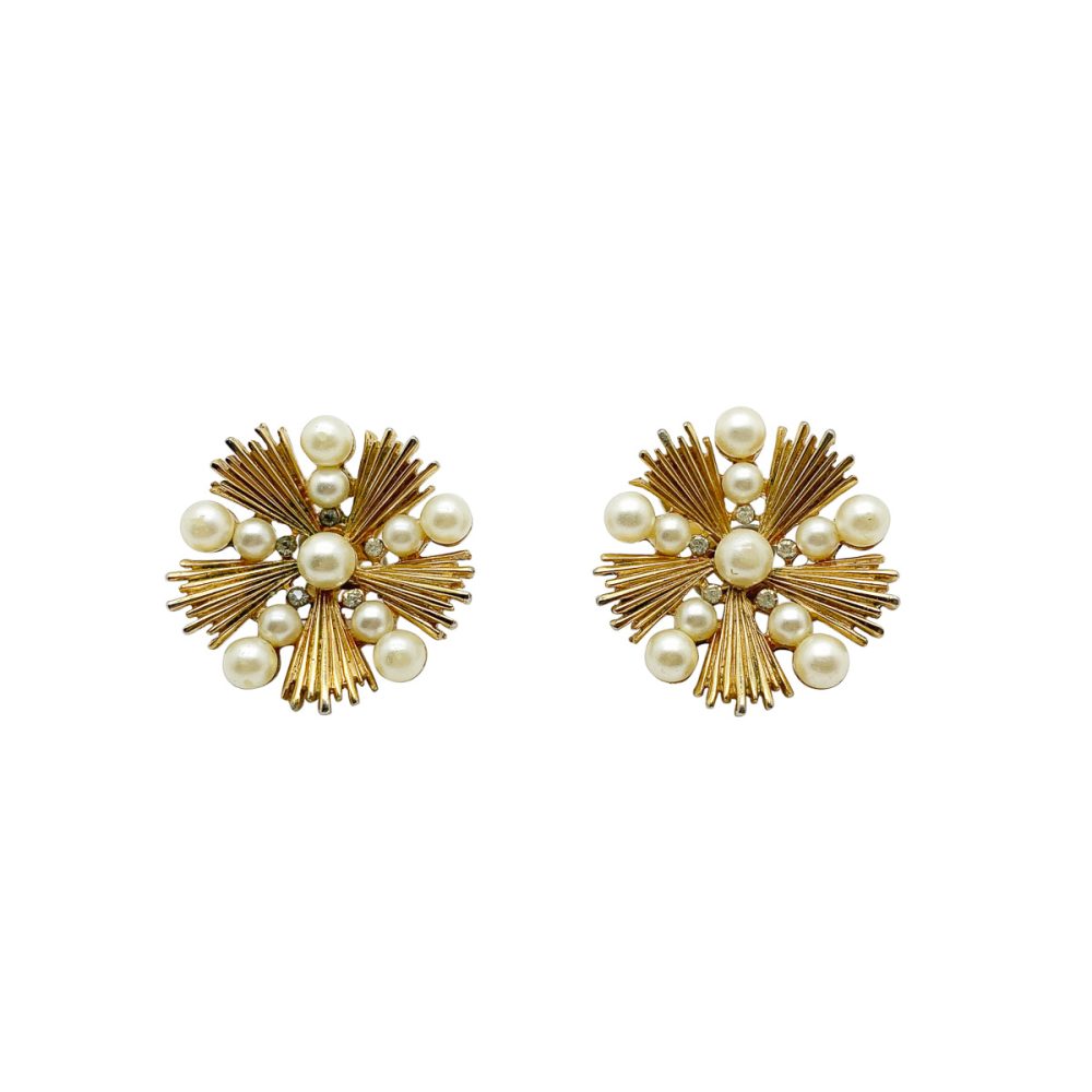 Vintage Trifari Pearl Starburst Earrings