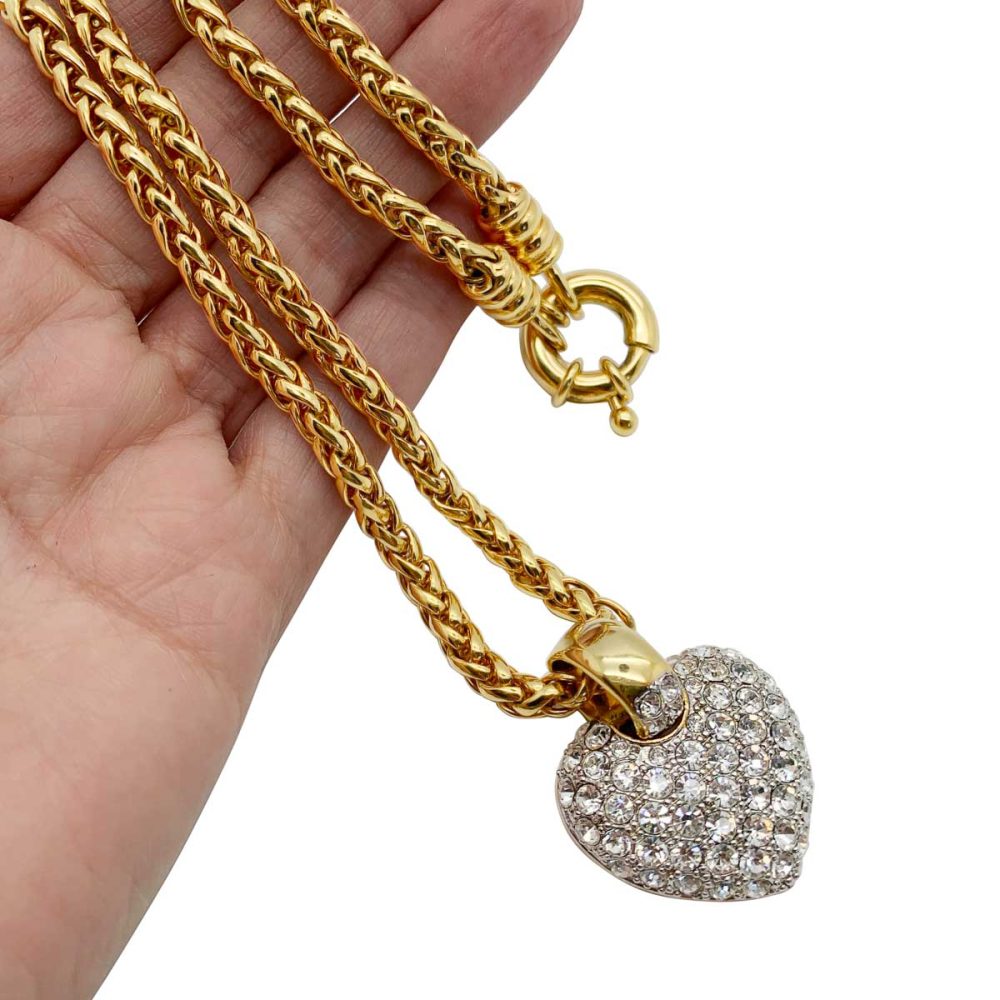Vintage Crystal Heart Necklace