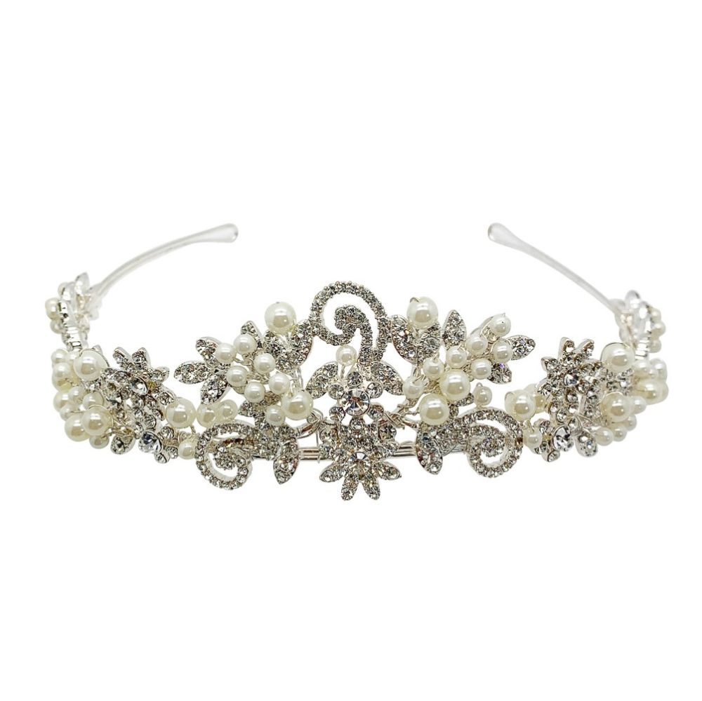VINTAGE PEARL CRYSTAL TIARA