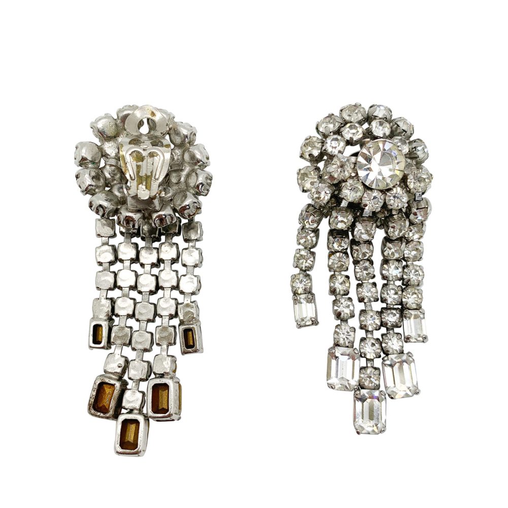 Vintage Emerald Cut Crystal Earrings