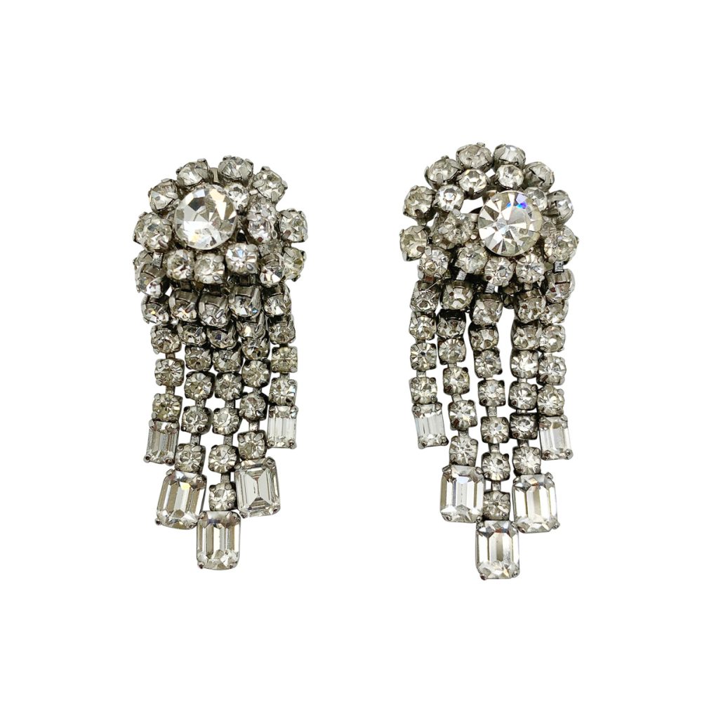 Vintage Emerald Cut Crystal Earrings