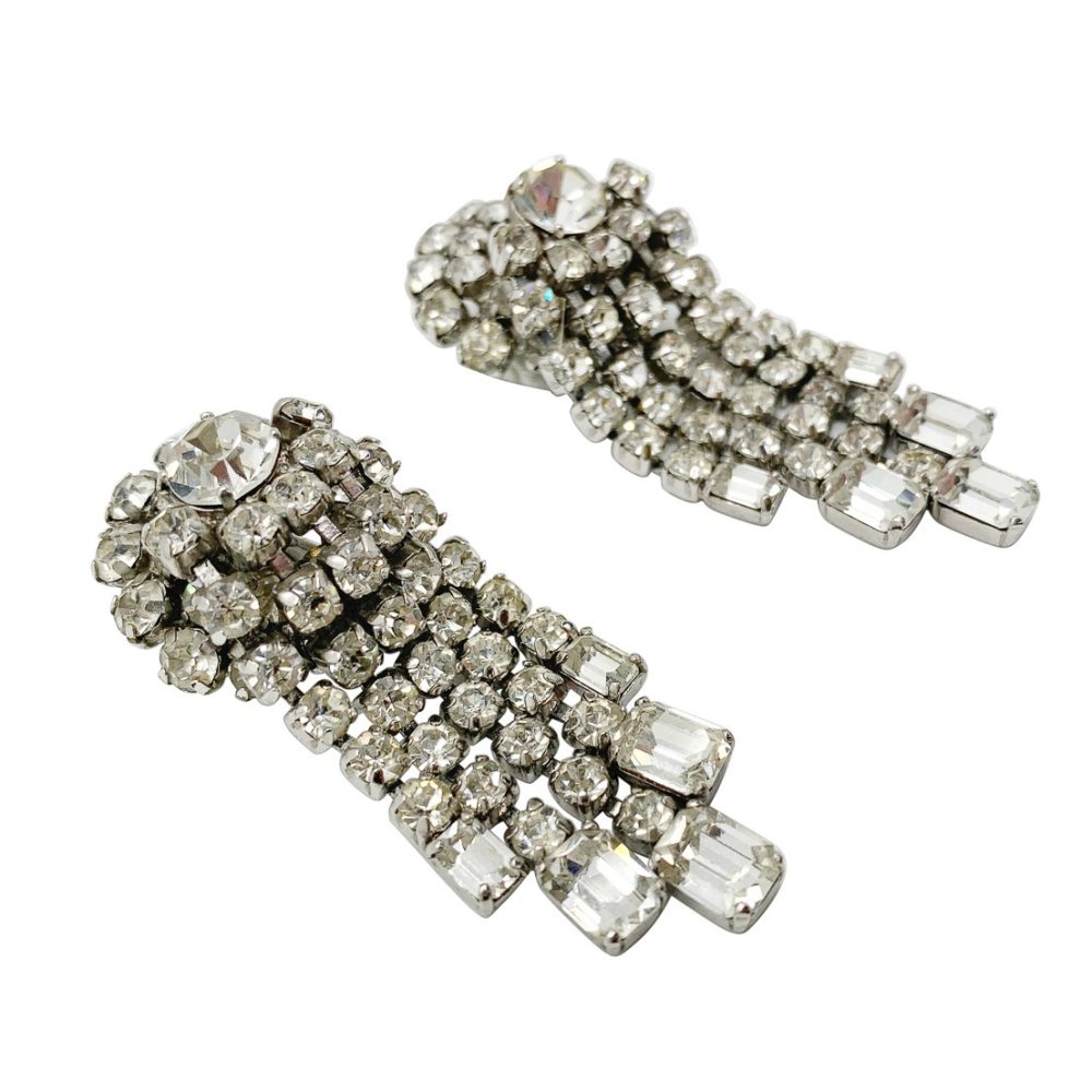 Vintage Emerald Cut Crystal Earrings