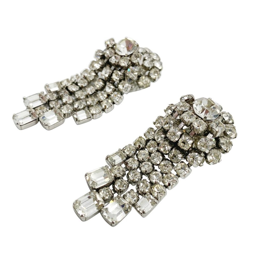 Vintage Emerald Cut Crystal Earrings