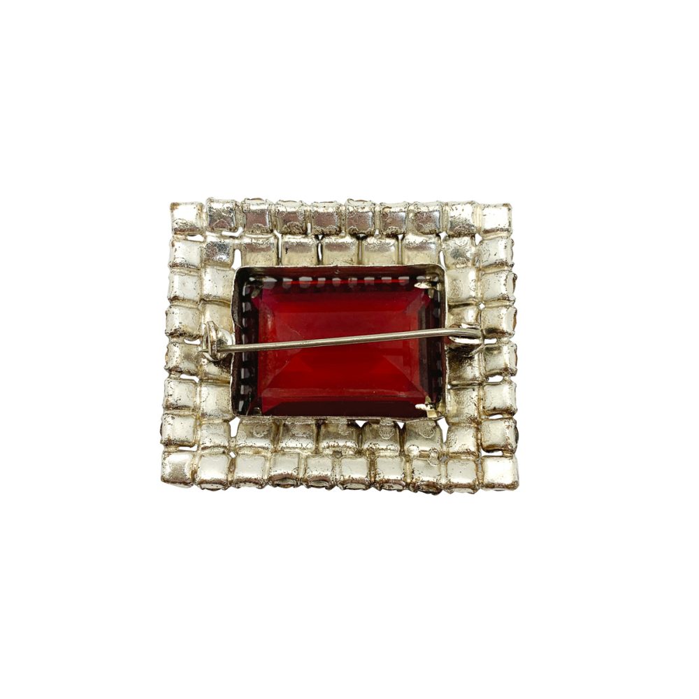 vintage ruby glass brooch