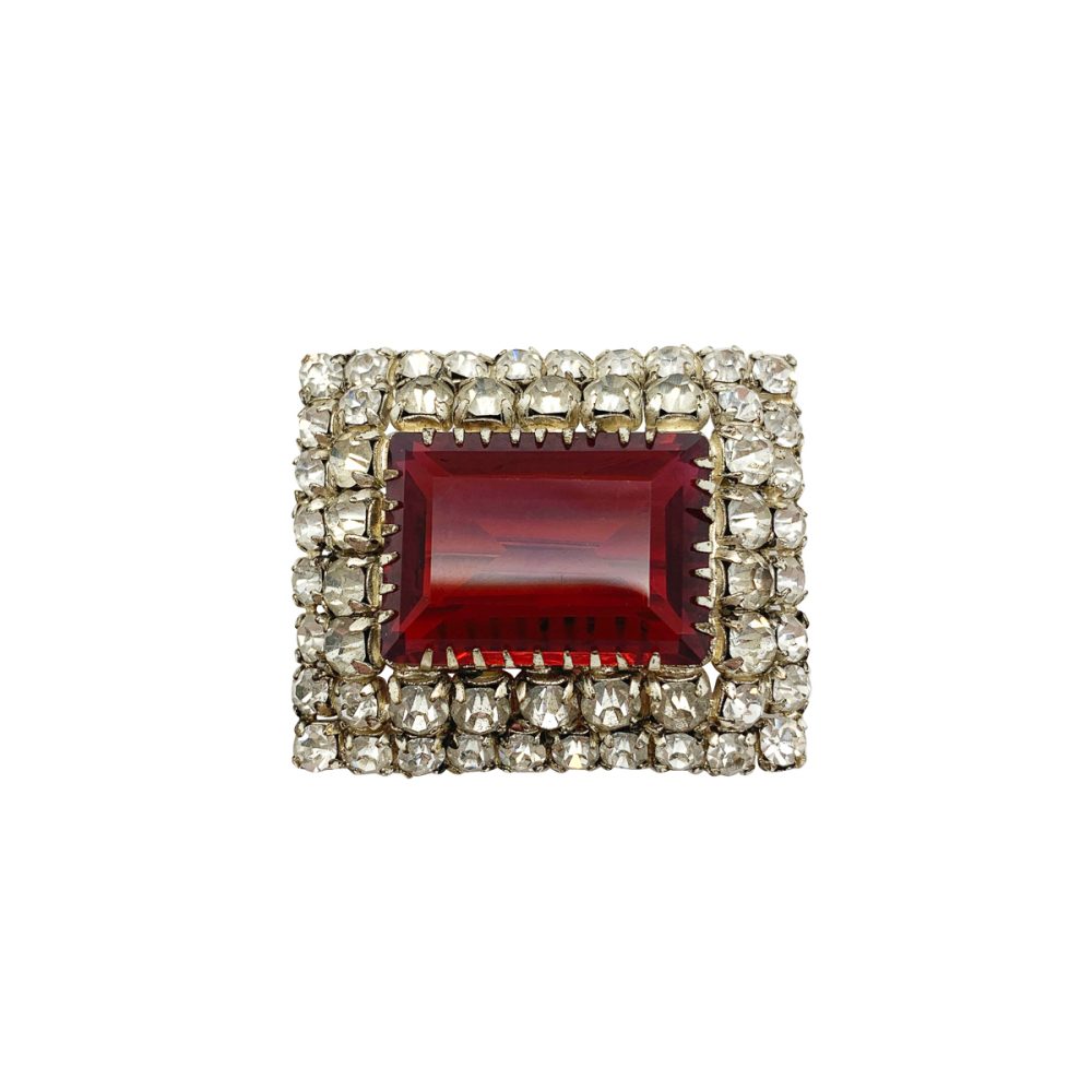 vintage ruby glass brooch