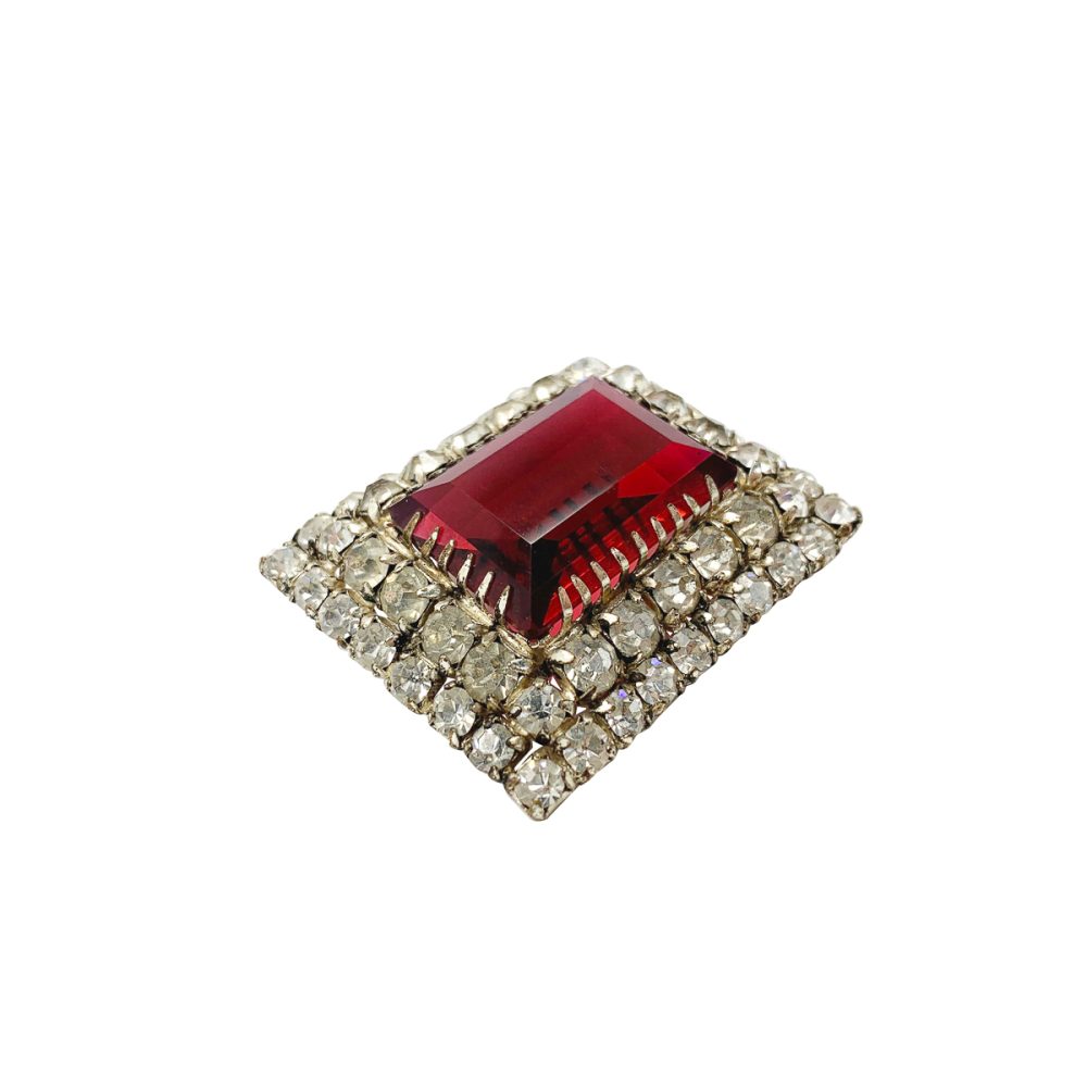 vintage ruby glass brooch