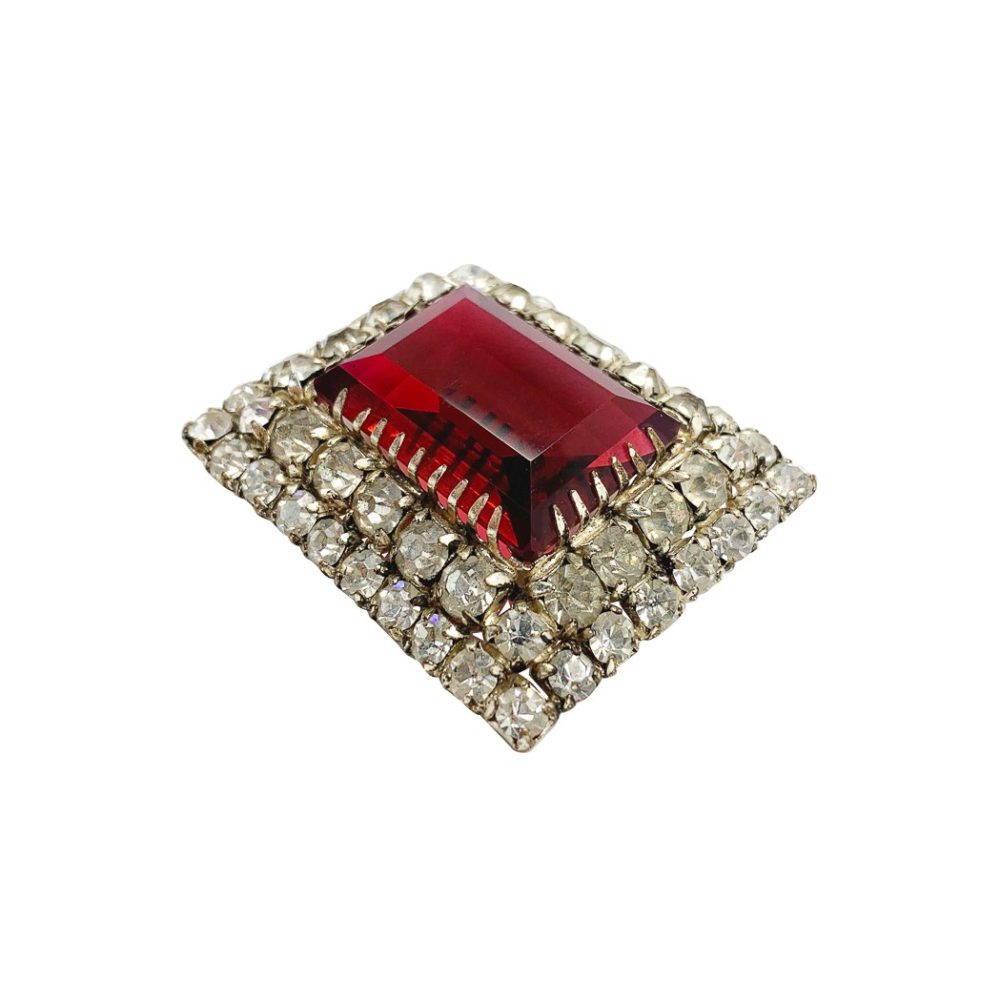 vintage ruby glass brooch