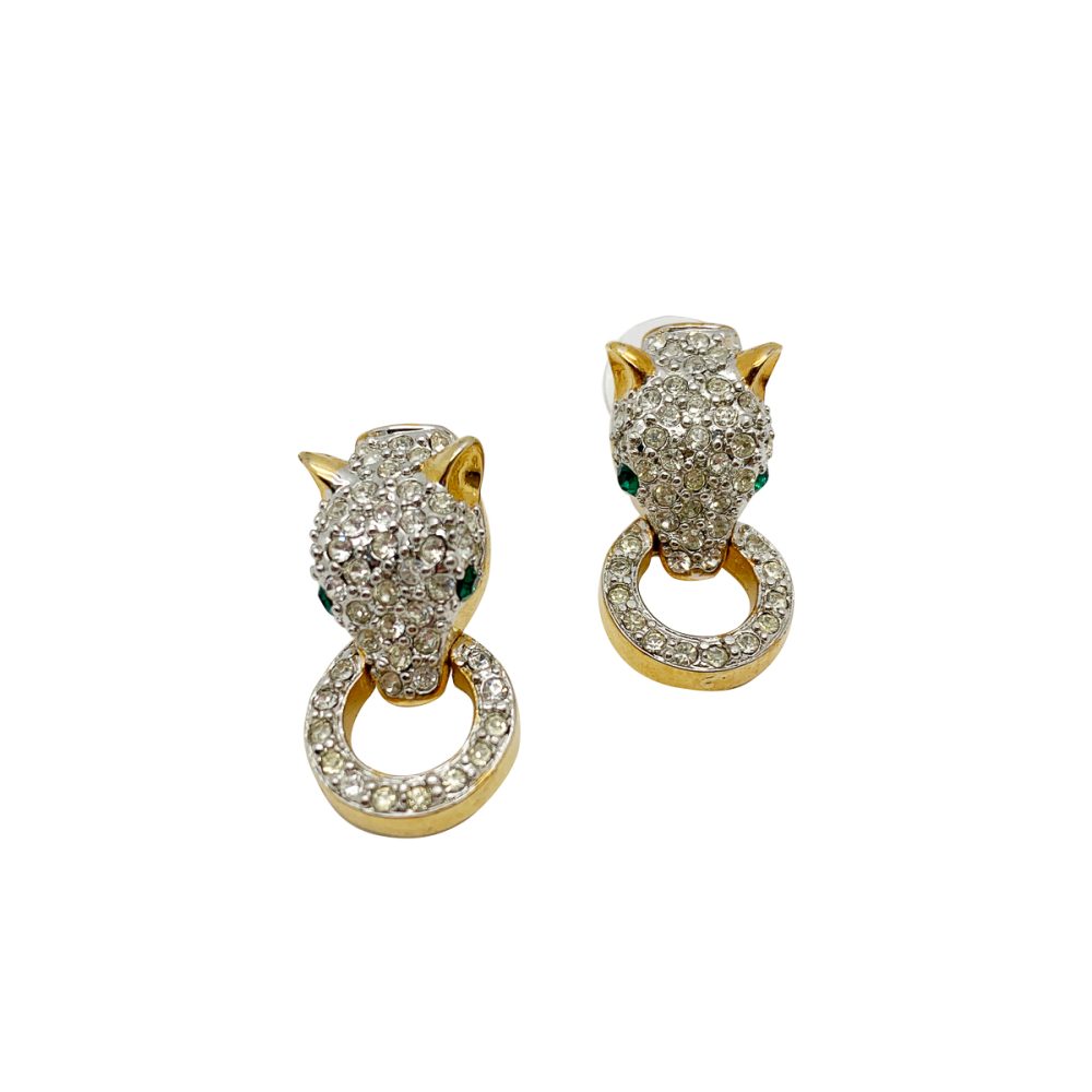 vintage big cat earrings