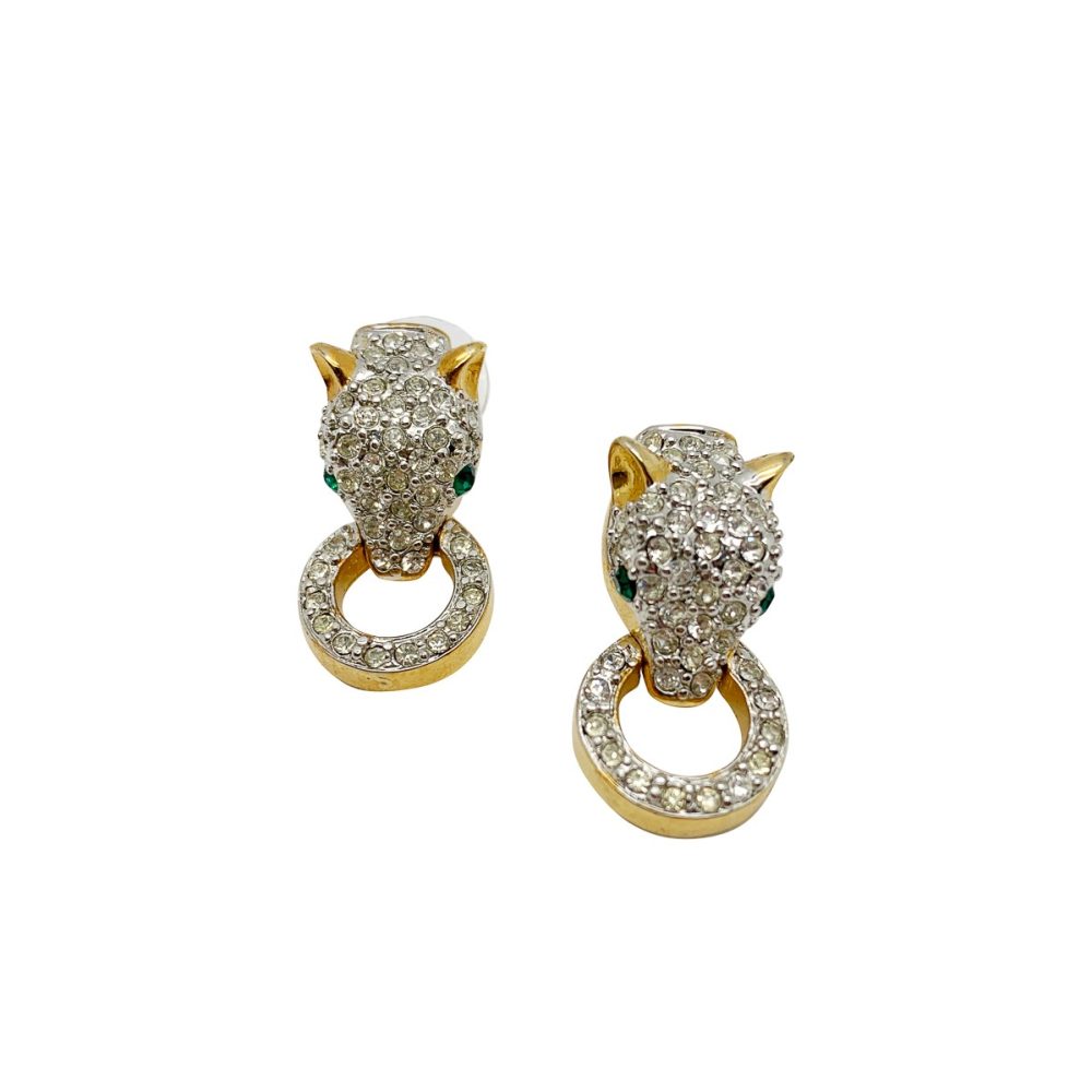 vintage big cat earrings