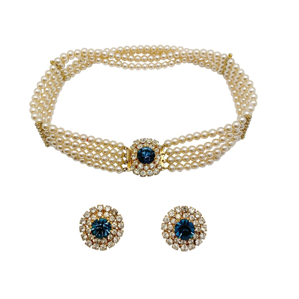 vintage sapphire pearl choker