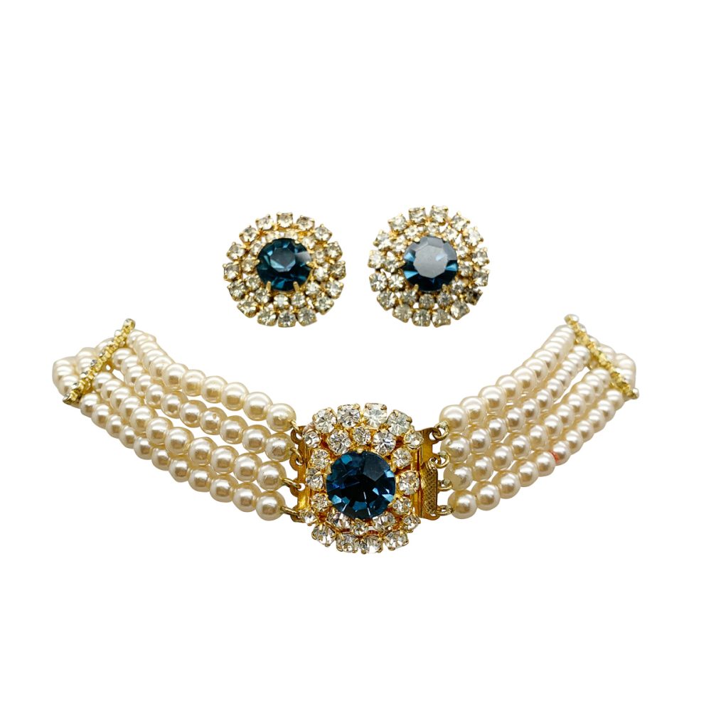 vintage sapphire pearl choker