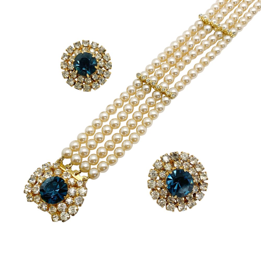 vintage sapphire pearl choker