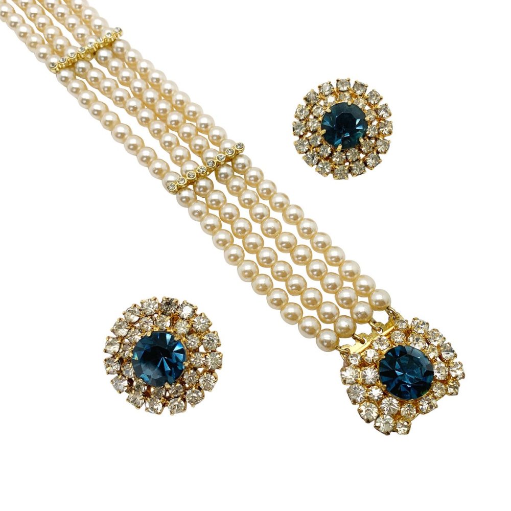 vintage sapphire pearl choker