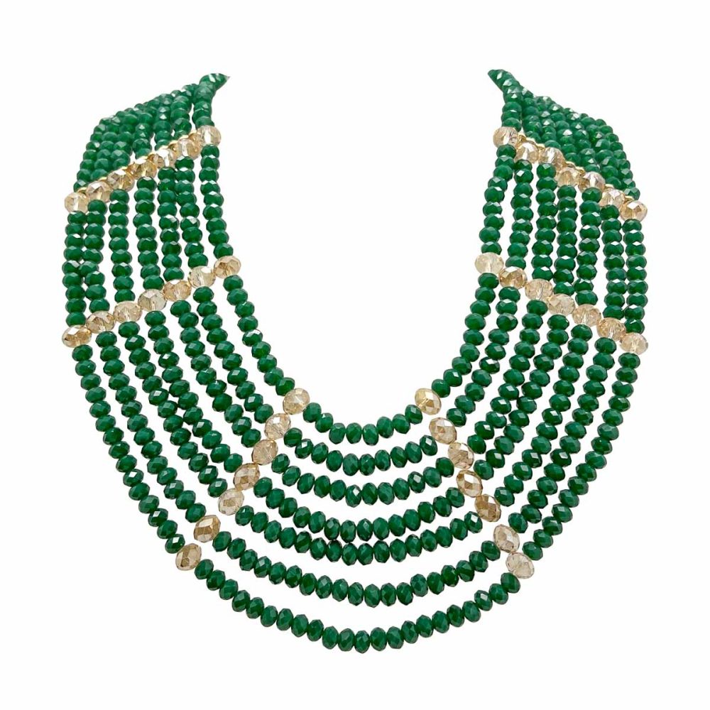 Vintage Faceted Glass Bib Necklace 1960s