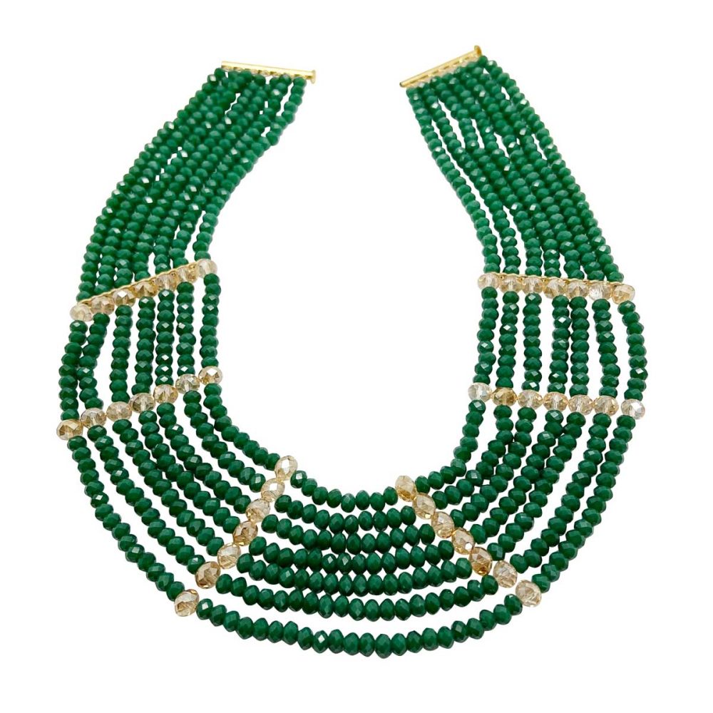 Vintage Faceted Glass Bib Necklace 1960s