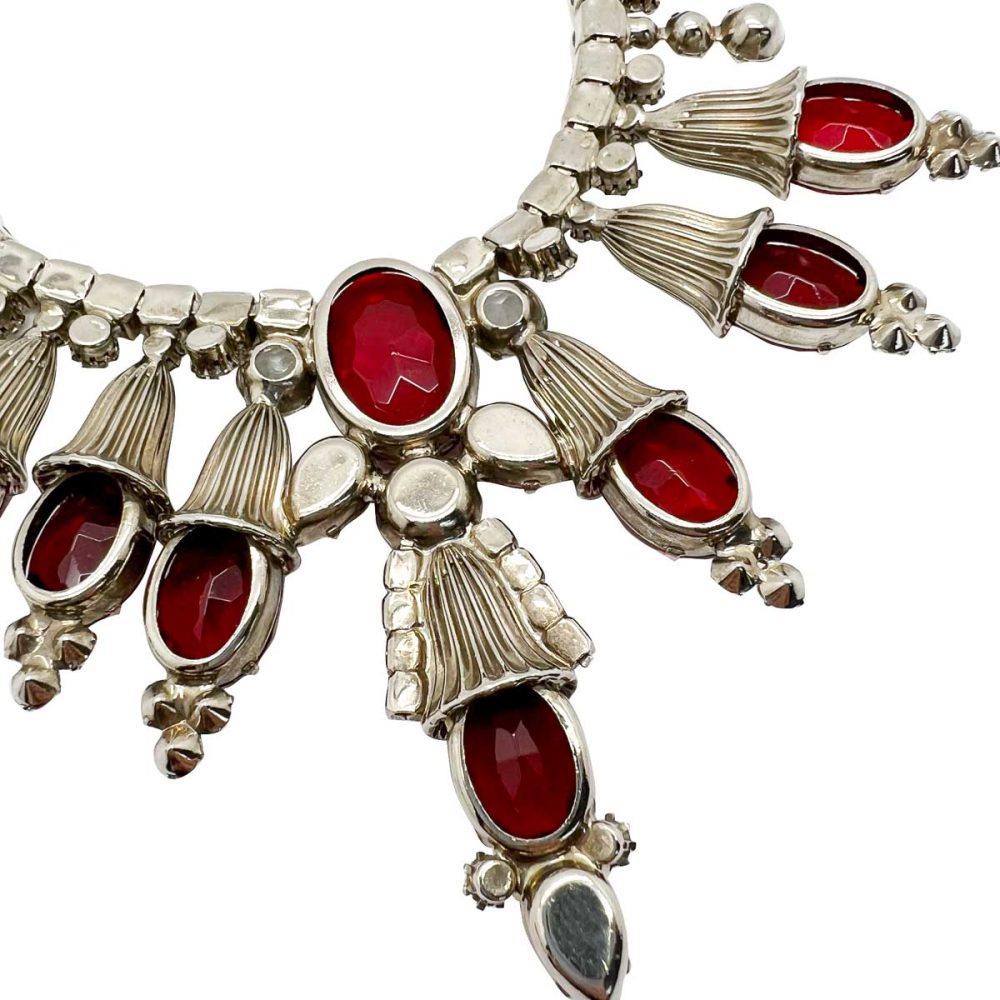 Vintage Ruby Glass Statement Collar 1960s