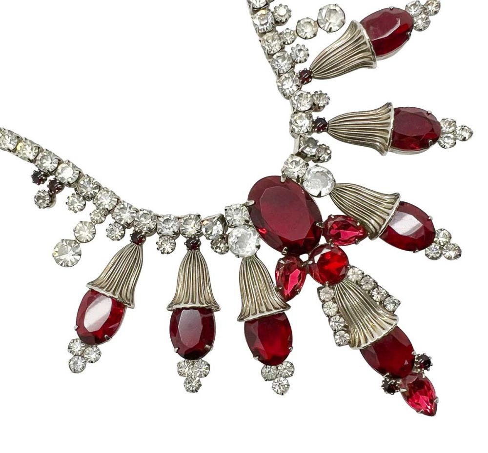 Vintage Ruby Glass Statement Collar 1960s