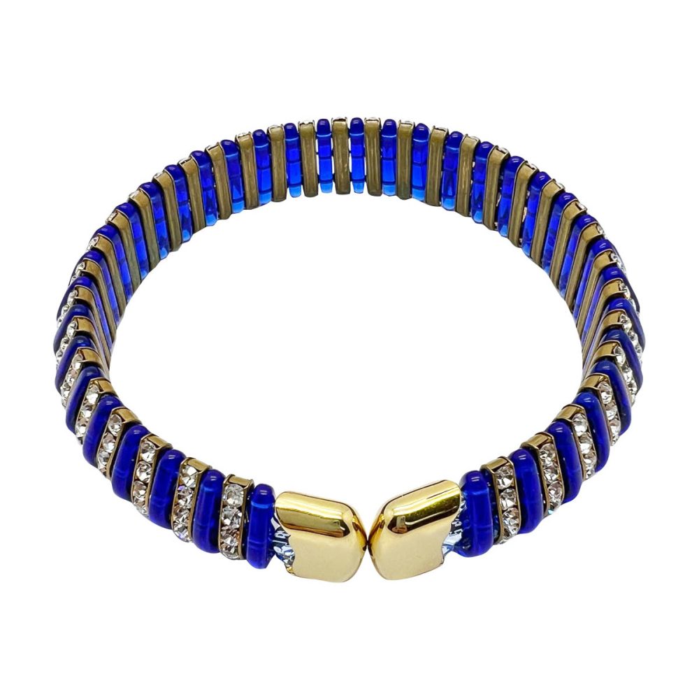 Vintage Electric Blue Poured Glass & Paste Choker 1940s