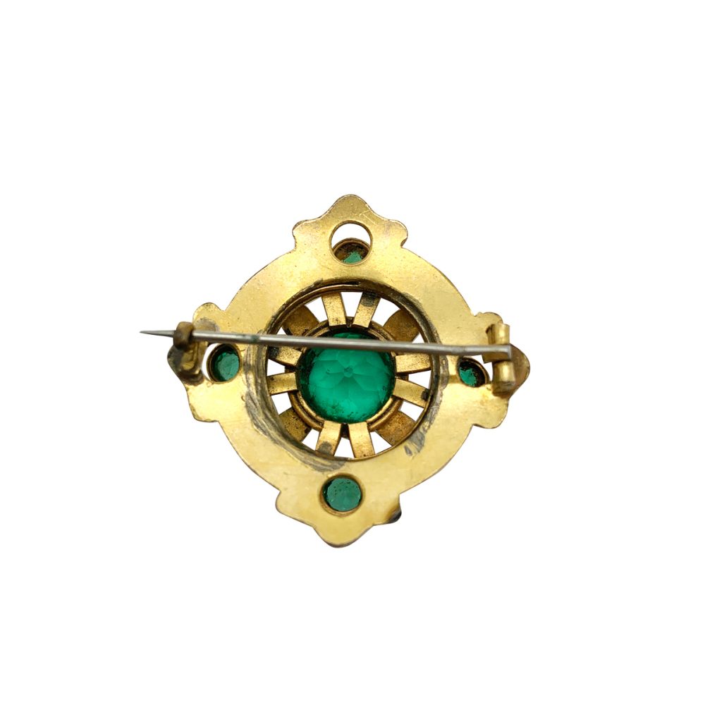 antique emerald target brooch