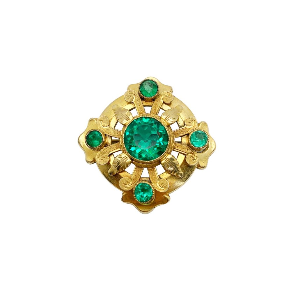 antique emerald target brooch