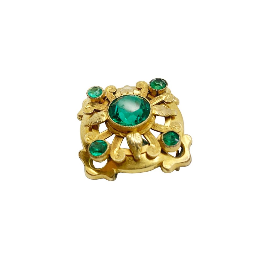 antique emerald target brooch