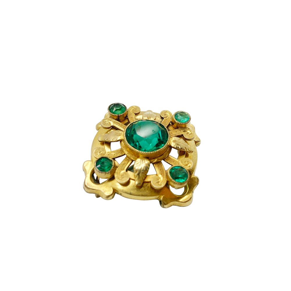 antique emerald target brooch