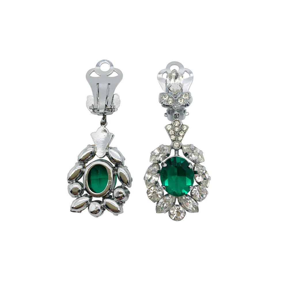 vintage emerald crystal droplet earrings