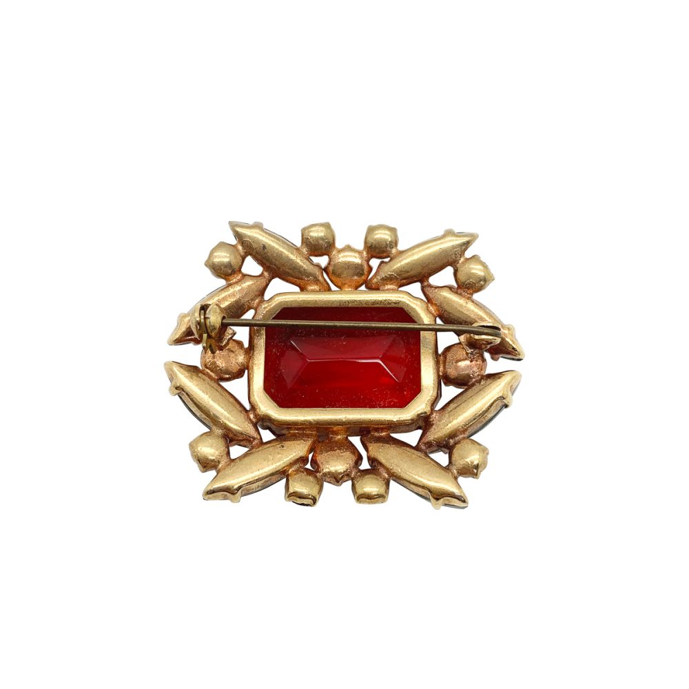 vintage red crystal brooch