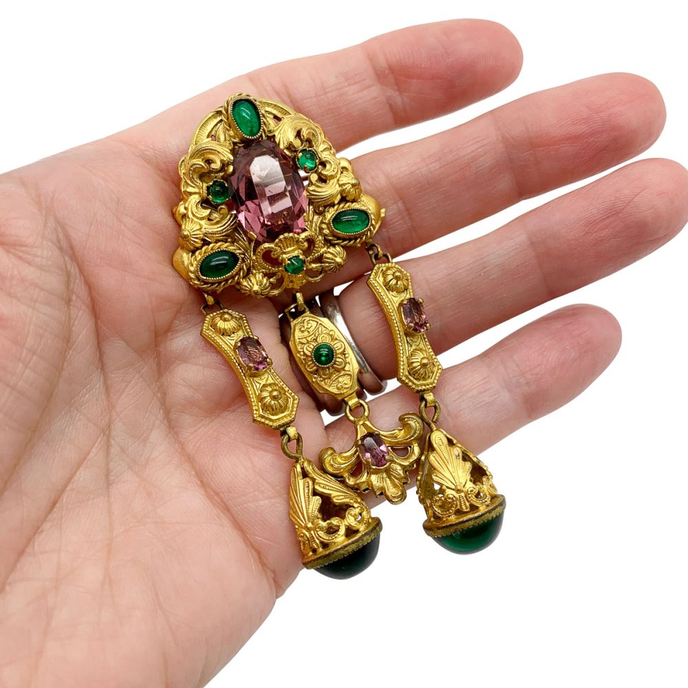 vintage Czechoslovakian Filigree Brooch