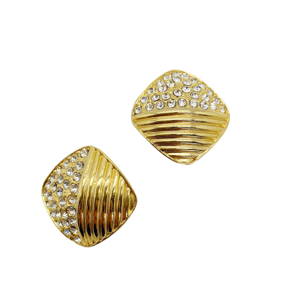 Vintage Ribbed Crystal Earrings
