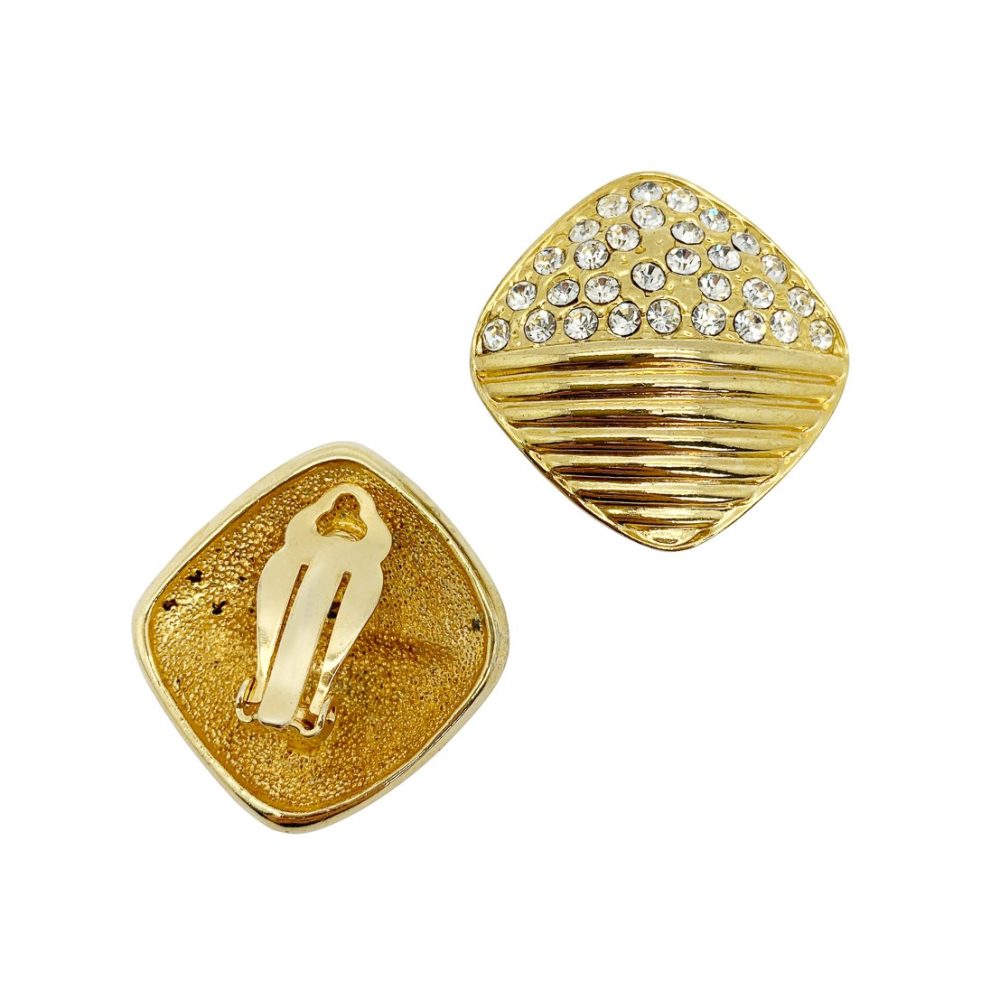 Vintage Ribbed Crystal Earrings