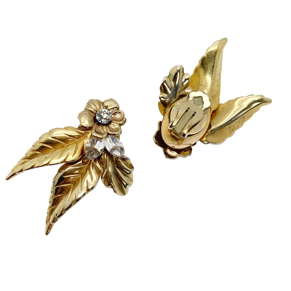 Vintage Crystal Leaf Earrings