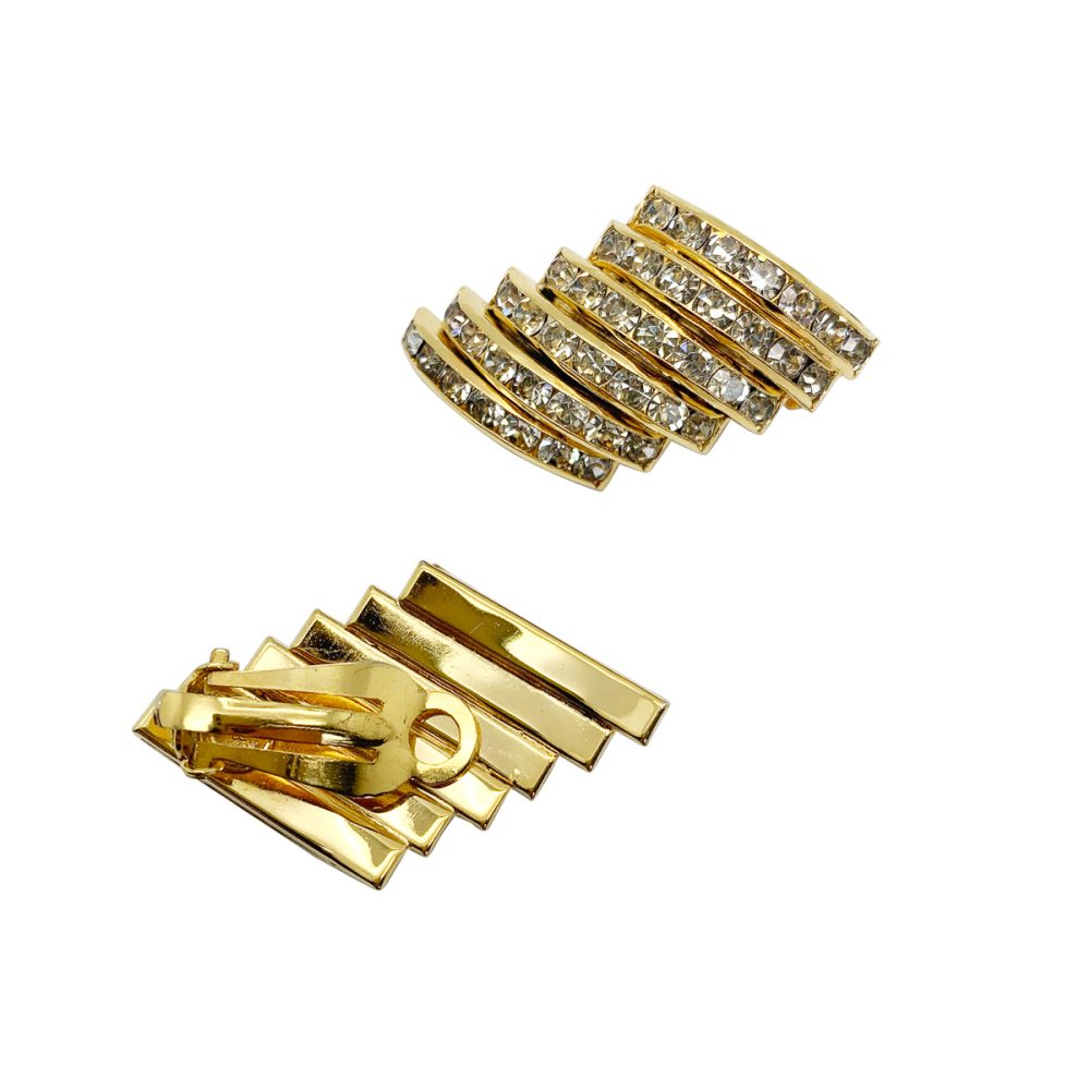 Vintage Crystal Chevron Earrings