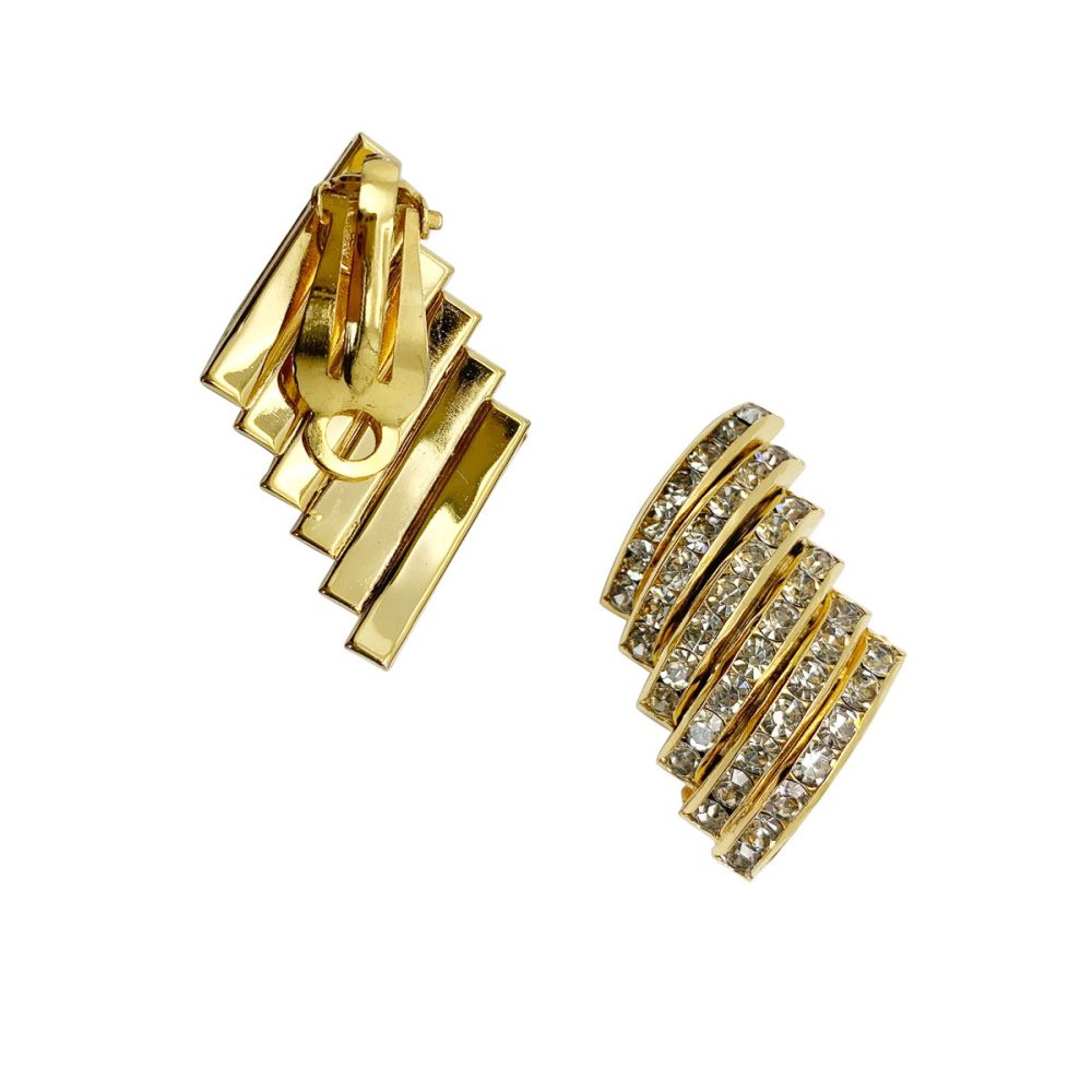 Vintage Crystal Chevron Earrings