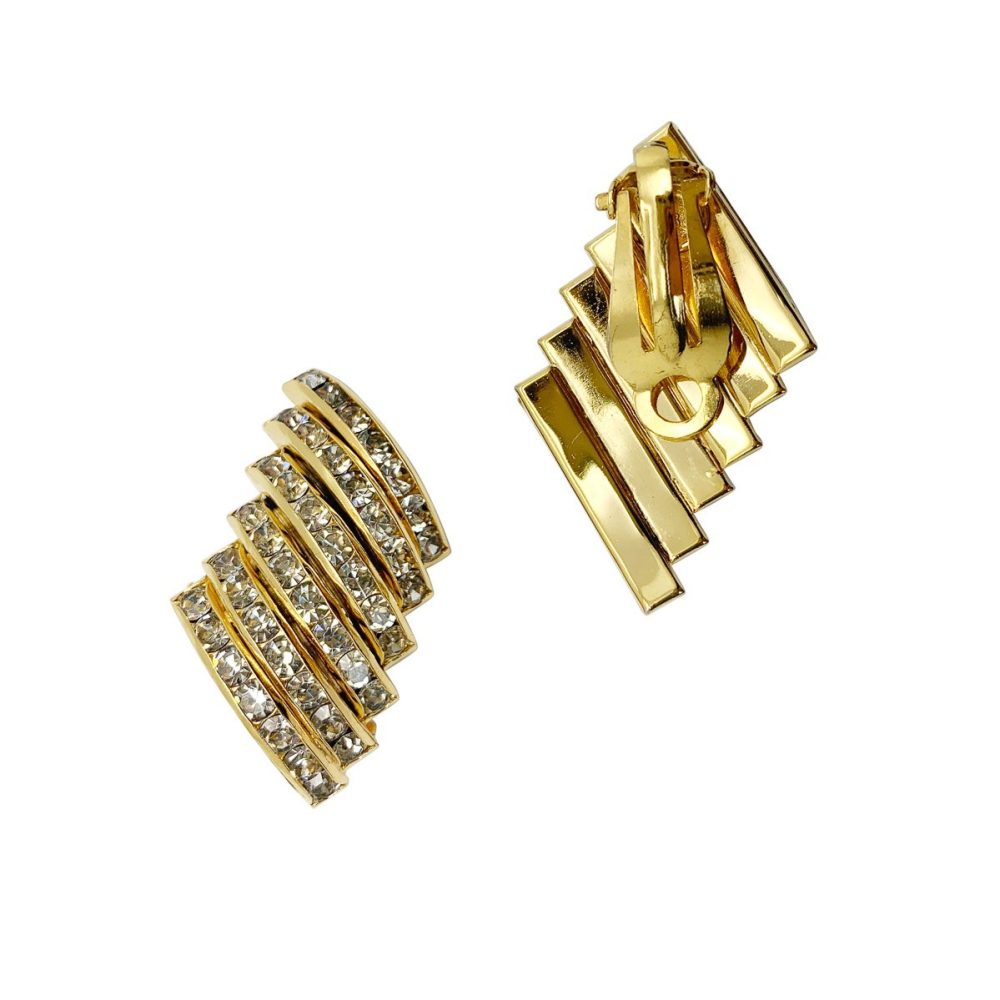 Vintage Crystal Chevron Earrings