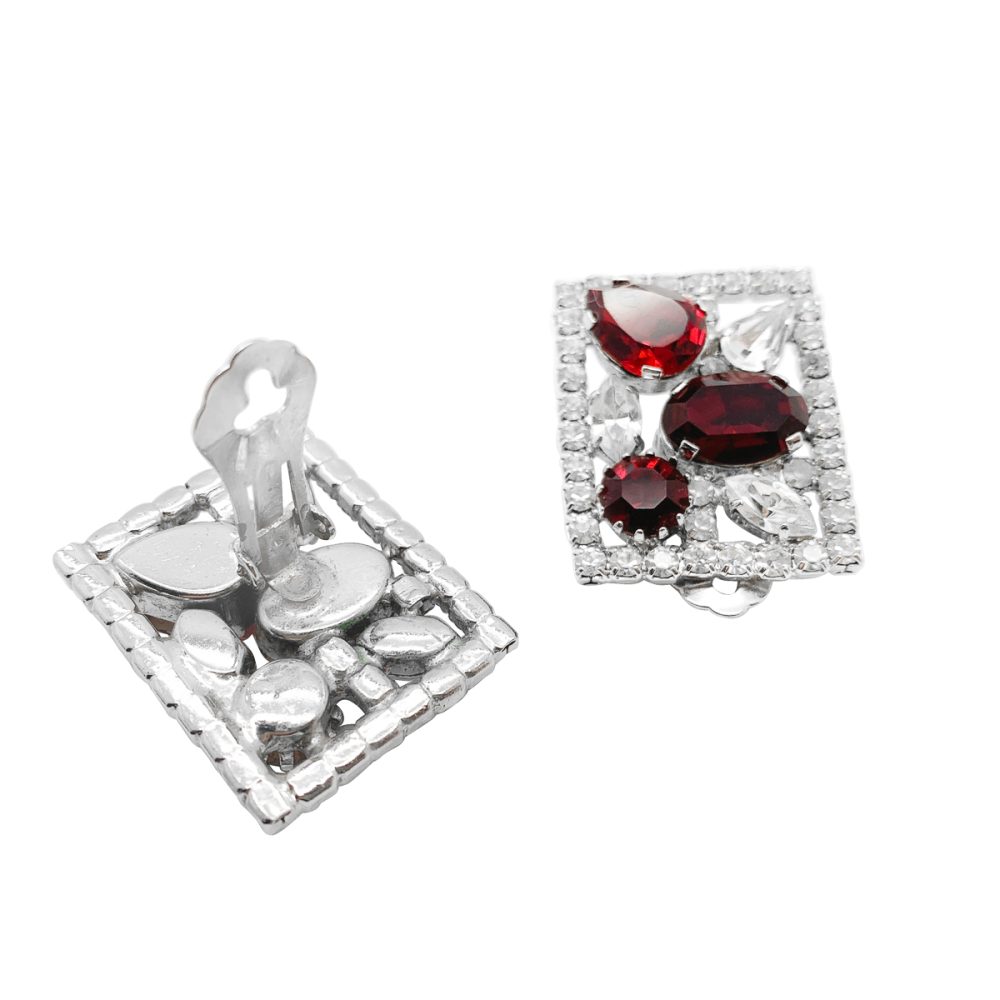 Vintage Ruby Plaque Earrings