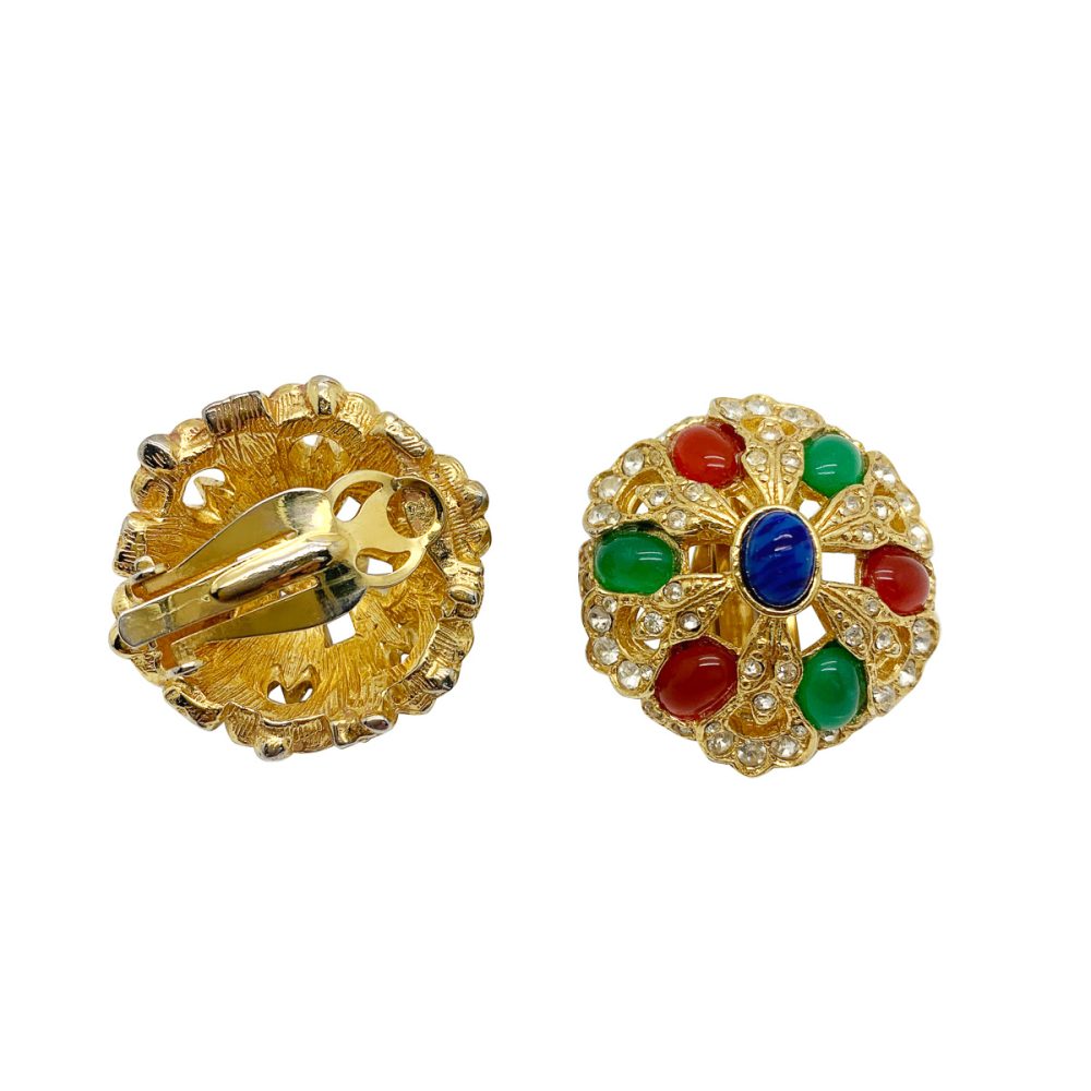 Vintage Jewelled Cabochon Earrings
