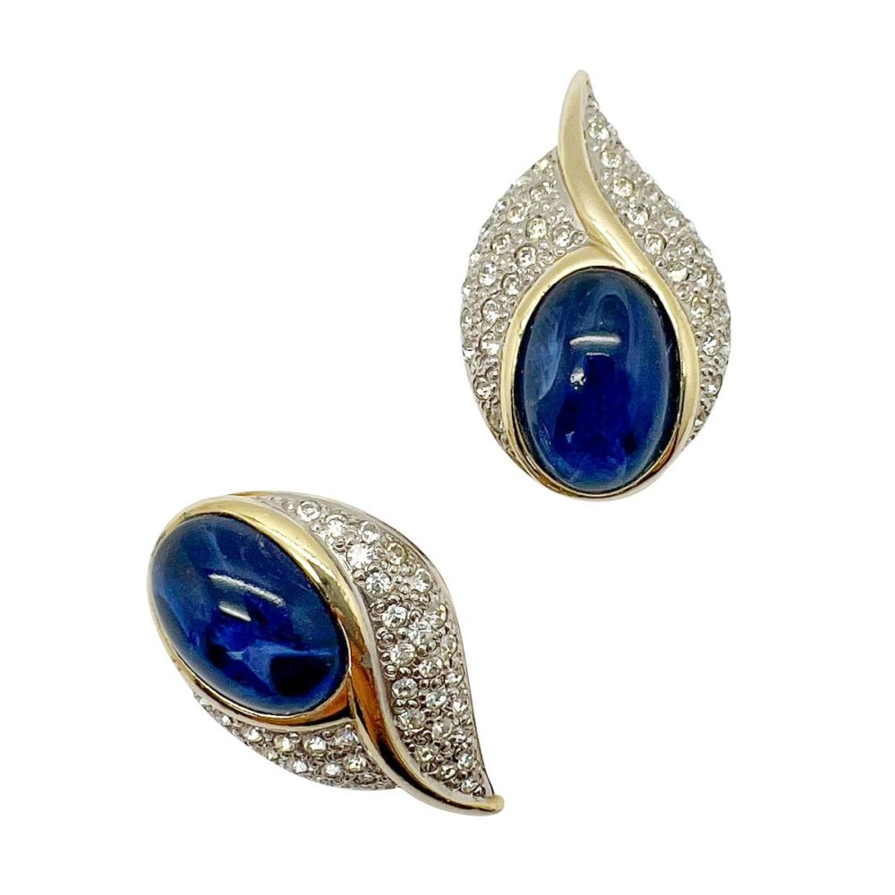 Vintage Sapphire Cabochon Earrings
