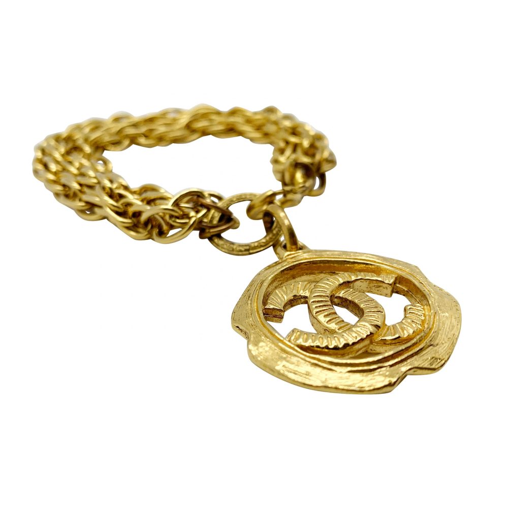 Vintage Chanel Logo Charm Bracelet