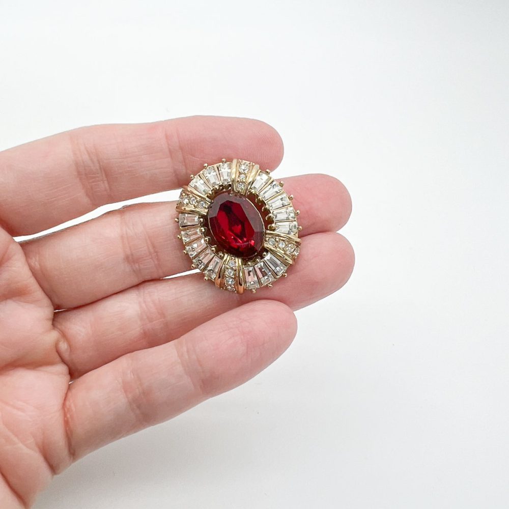 Vintage Ruby Crystal Earrings