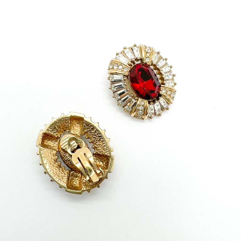 Vintage Ruby Crystal Earrings