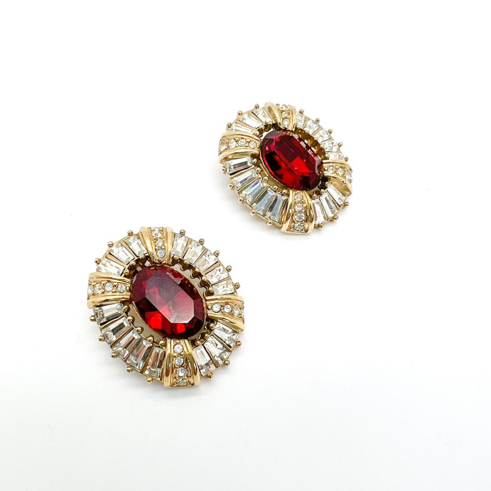 Vintage Ruby Crystal Earrings