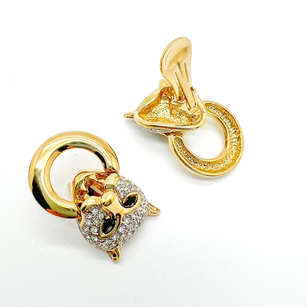Vintage Big Cat Door Knocker Earrings