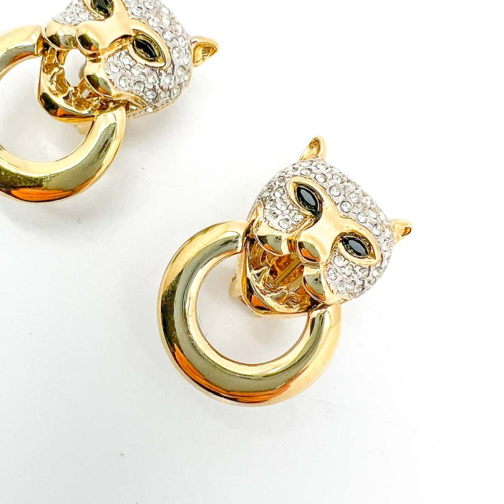 Vintage Big Cat Door Knocker Earrings