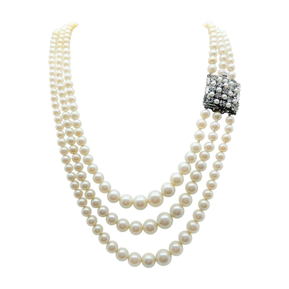 Vintage Pearl & Crystal Necklace