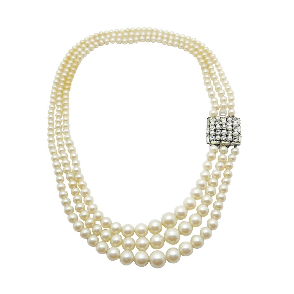 Vintage Pearl & Crystal Necklace