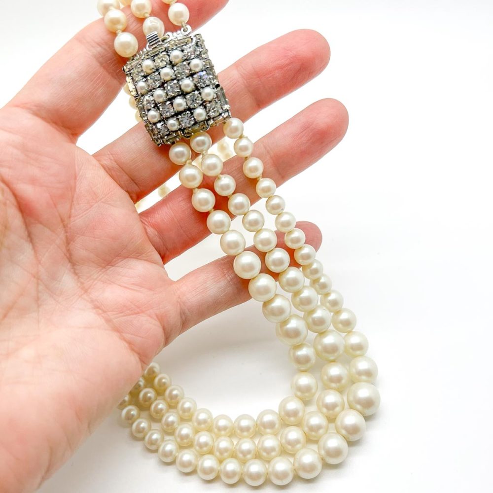 Vintage Pearl & Crystal Necklace