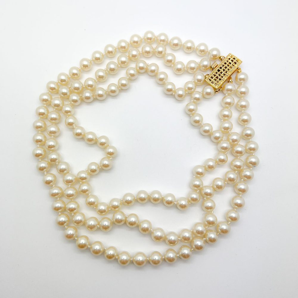 Vintage Triple Strand Pearl Necklace