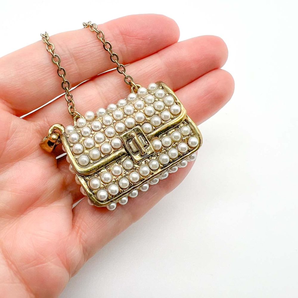 Pearl Encrusted Handbag Pendant