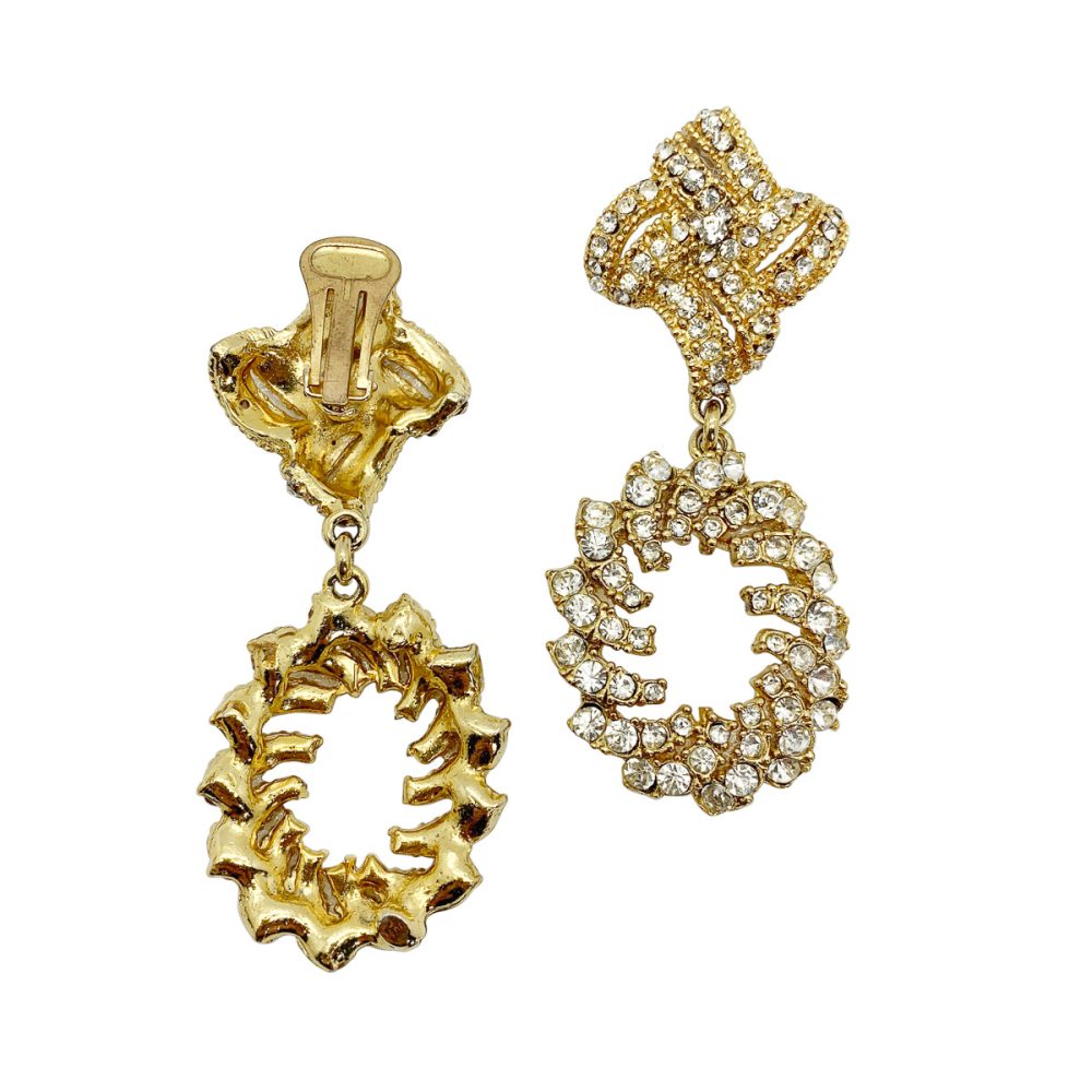Vintage Crystal Hoop Drop Earrings